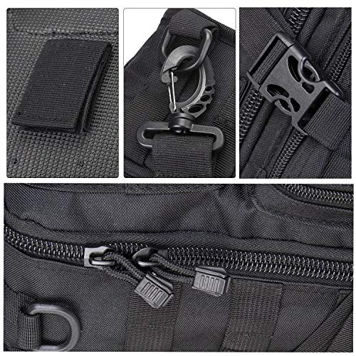 Tactical Sling Bag, Sport Bag Military Rover Shoulder Backpack EDC Assault Range Bag, Chest Pack Handbag Waterproof - color: Black
