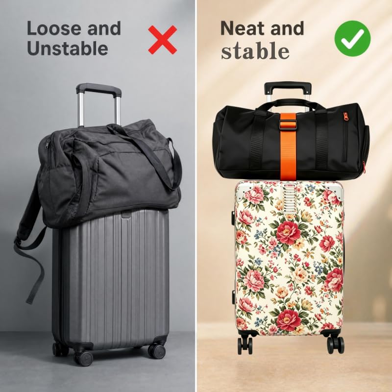 Adjustable Luggage Straps, Orange+Rainbow - color: Orange+Rainbow