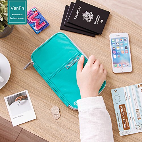 VanFn Passport Wallets, Travel Wallet, RFID Family Passport Holder, Trip Document Organizer (Green) - color: Green