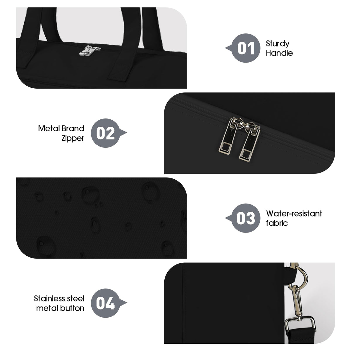 Women's Weekender bag Travel Duffel Bag with Shoe Compartment 21-inch Airline-Approved Carry-On, 2-Piece Overnight Bag Set Personal Item Luggage - color: 1-Black