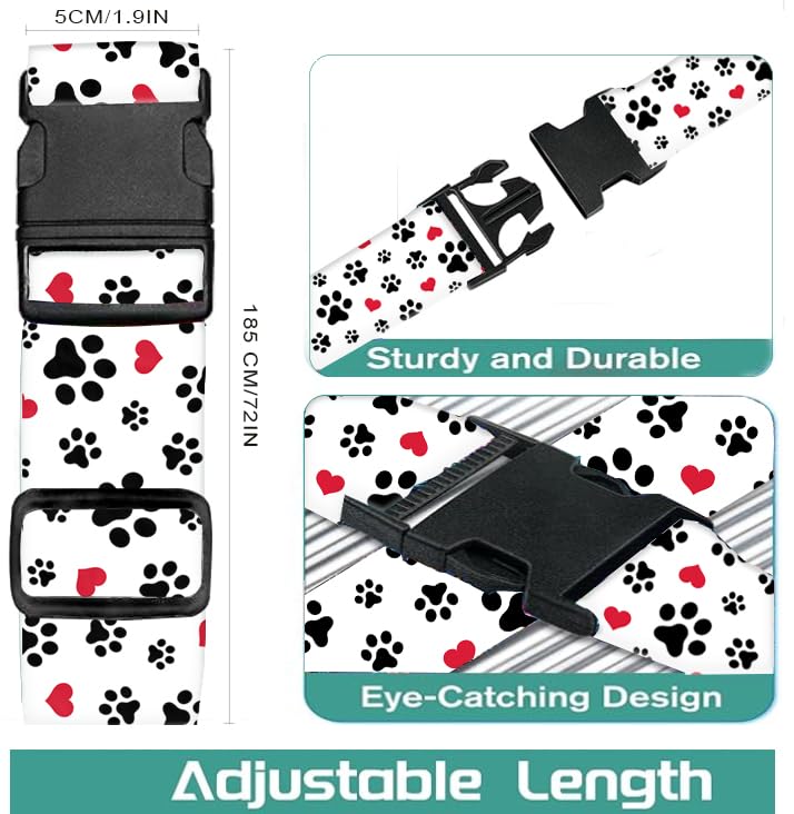 Luggage Straps for Suitcases Travel Belt Accessories, Cute Suitcase Strap, Adjustable Luggage Belt Strap, Heavy Duty with Quick-Release Buckle Luggage Strap Cute Dog Paws - color: Cute Dog Paws