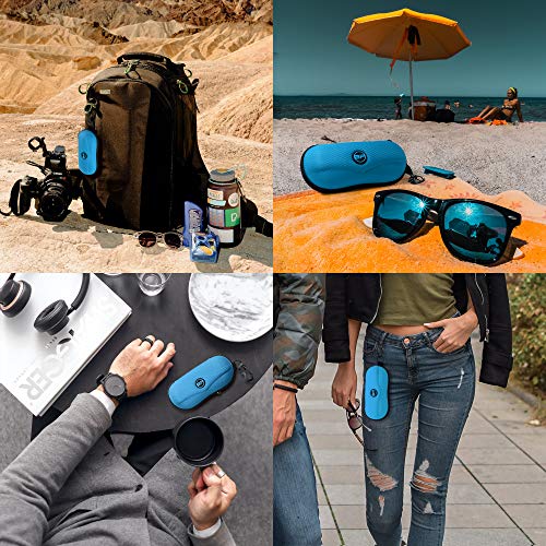 BLUPOND Sunglasses Case Semi Hard EVA Shell with Metal Hanging Hook Belt Clip Sun Glasses Storage - color: Aqua Blue