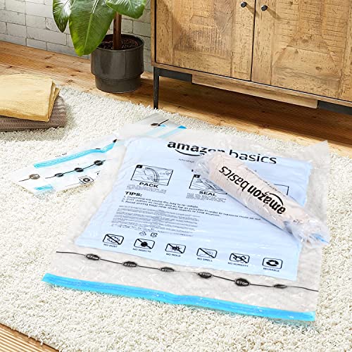 Amazon Basics 롤업 여행용 압축 보관 가방, 의류 및 타월용, 진공 필요 없음, 투명, 12팩 (소형 6개 및 미디엄 6개) - size: Multiple