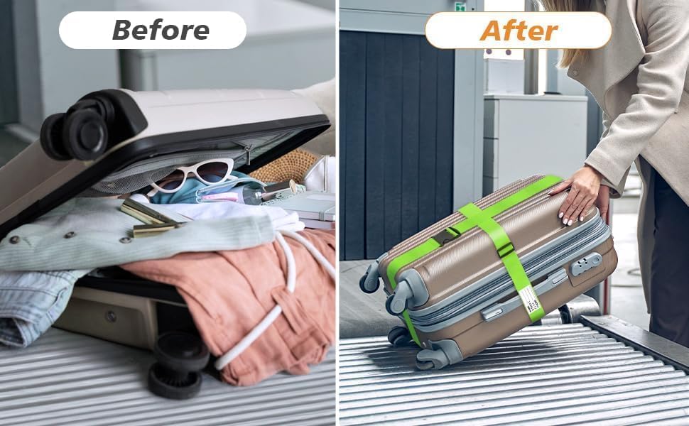 BILIONE Luggage Straps for Suitcases, Adjustable Lockable Suitcase Straps - color: Lucky Purple, size: 2 Pack
