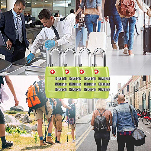TSA Luggage Locks (4Pack) - 3 Digit Combination Padlocks - Approved Travel Lock for Suitcases & Baggage (Green1) - color: Green