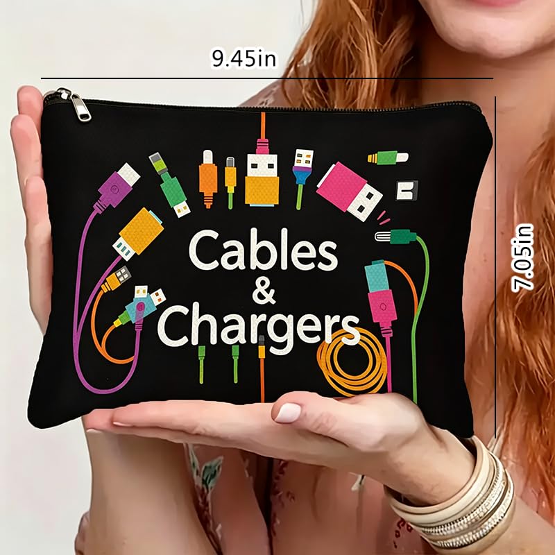 Cable and Charger Storage Bag - Versatile Travel Organizer for Chargers, Cables, Electronic Devices-Black4 - color: Black4