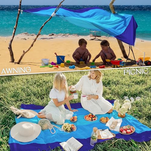 비치 담요 방수 모래 방지 대형 298.1cm x 203.5cm(78인치 x 81인치)/3m x 22 - color: Blue5., size: 10피트 x 9피트