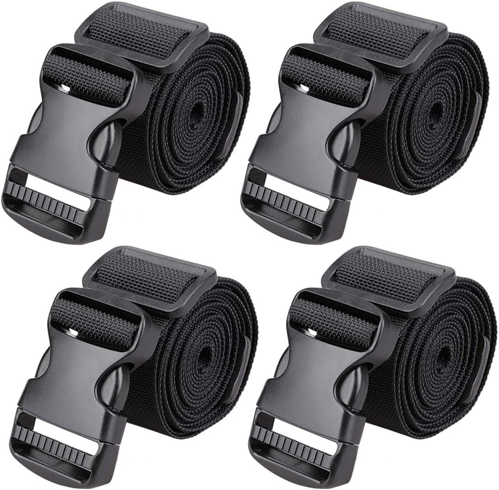 MAGARROW 2" Utility Luggage Straps with Buckle Adjustable, 4-Pack (Black, 2 in x 9.5 ft) - color: Black, size: 2 in x 9.5 ft