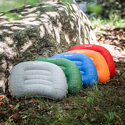 Alpcour Camping Pillow – Large, Inflatable, Ultralight Sleeping Pillow with Easy Blow Up Design, Soft Waterproof Exterior Cover and Compact Carry Case for Hiking, Backpacking, Airplane Travel & More - color: Frost Grey