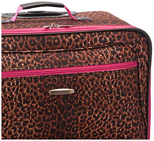 Rockland Vara Softside 3 Piece Upright Luggage Set, Expandable, (20"/28"/22" Rolling Duffel), Pink Leopard - color: Pink Leopard