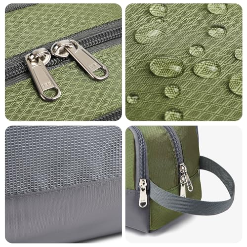 Yeiotsy Toiletry Bag - Travel Dopp Kit with Mesh Pockets, Compact Organizer for Gym, Camping, Hiking (Army Green) - color: Army Green