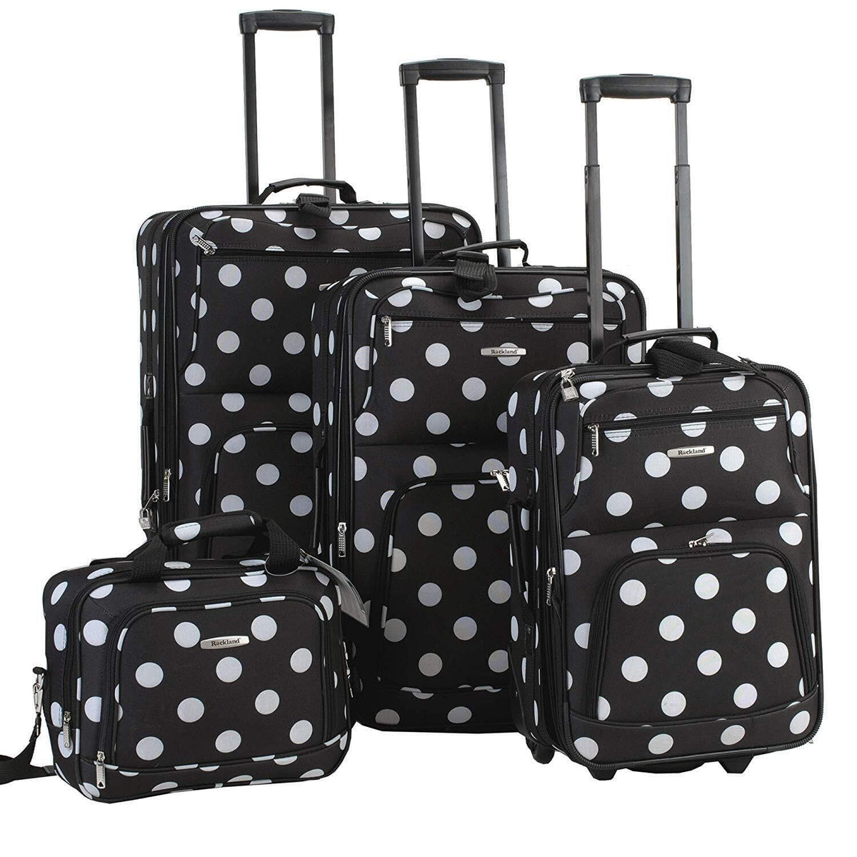 HomeStock Expandable Spectra 4-Piece Softside Spinner Luggage Set, Black