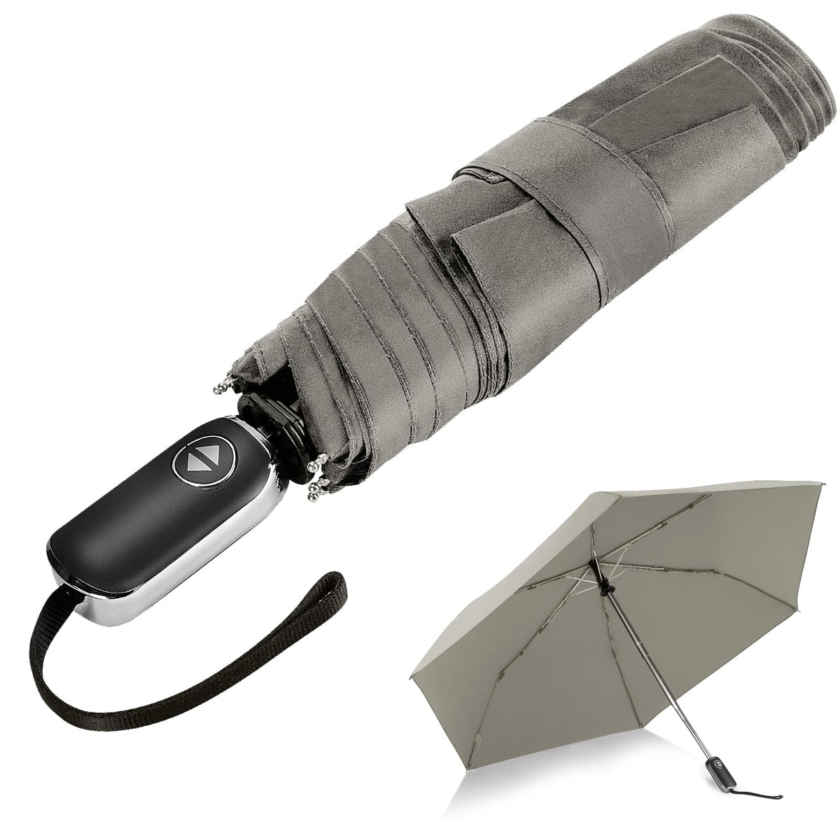 Automatic Lightweight Travel Flat Umbrella Compact Folding for Pocket - color: 06.Gray