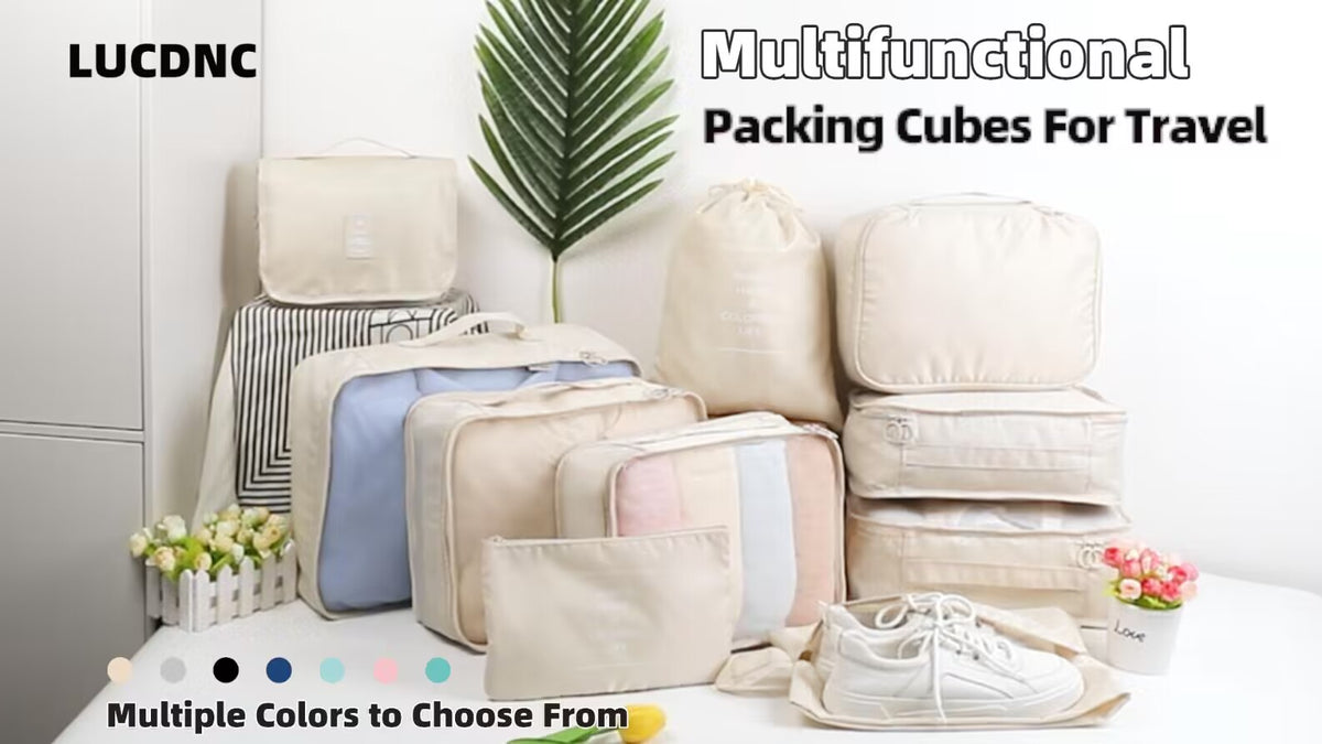 10 Pcs Set Packing Cubes - Travel Packing Organizers, Expandable Suitcase Organizer, Luggage Organizer Bags - color: GREY