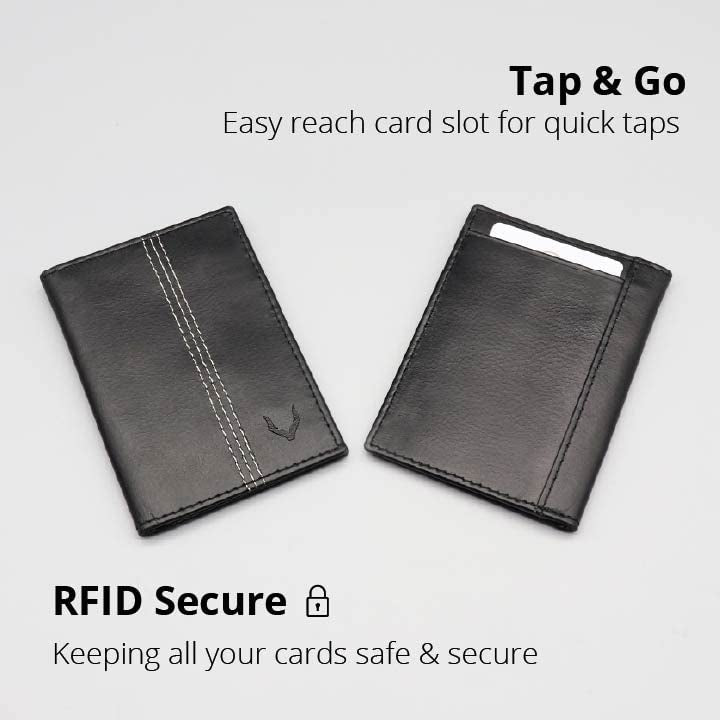 Minifold Men's Slim Leather Wallet with RFID Blocking Contactless Handmade, Minimalist and Slim, in Gift Box for Men - color: Charcoal