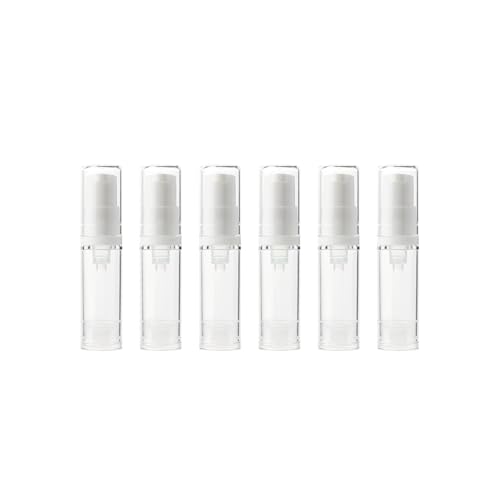 6 Pack 0.17 oz Plastic Empty Airless Pump Bottles Travel Size Refillable Leakproof Containers for Skincare Cosmetics Toiletries TSA Approved‌ - size: 5ml