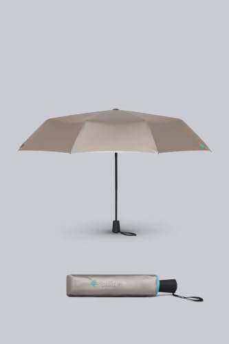 Coolibar Unisex Sanya Compact Umbrella - UPF 50+ Sun Protection - Cabana - color: Gold /Aqua Metallic