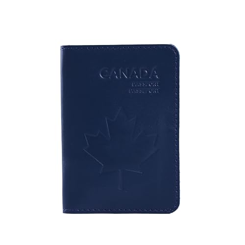 INCARNE Leather Passport Cover - Passport Wallet - Passport Sleeve with Card Slots & Note Compartment, Classic Blue - color: Classic Blue, style: Maple Canada
