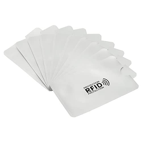 PATIKIL 92 x 62 x 0.3mm RFID Blocking Credit Card Sleeves,10 Pack Contactless Protector Holder for NFC Wallet Purse, Silver Tone - color: Silver Tone