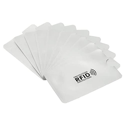 PATIKIL 92 x 62 x 0.3mm RFID Blocking Credit Card Sleeves,10 Pack Contactless Protector Holder for NFC Wallet Purse, Silver Tone - color: Silver Tone