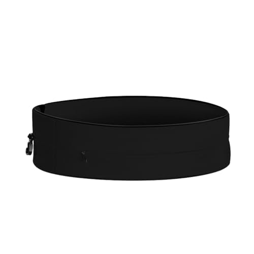 AnsrJ Slim Running Belt,Pockets with Zippers,Waist Pack for Phone Holder. - color: Black, size: Medium