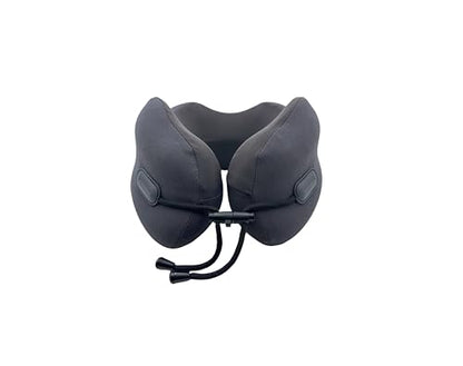 Ultra-Soft Travel Neck Pillow, Ergonomic Design with Contoured Shape, Breathable Fabric,Internal Structure，Travel Blanket Airplane Compact with Bag，Airplane Essentials (Basque Black)