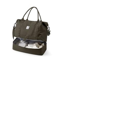 Travel Duffel Weekender Bag Women Tote Carry On Bags With Shoe Compartment - color: H12-DarkBrown, size: Large