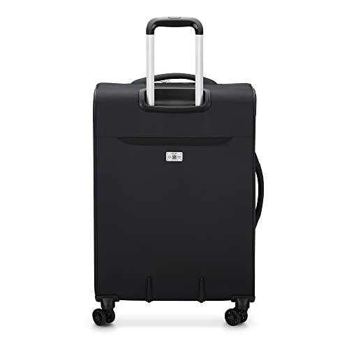 DELSEY PARIS Sky Max 2.0 Softside Expandable Luggage with Spinner Wheels, Black, Checked-Medium, 24 Inch - color: Black, size: Checked-Medium, 24 Inch