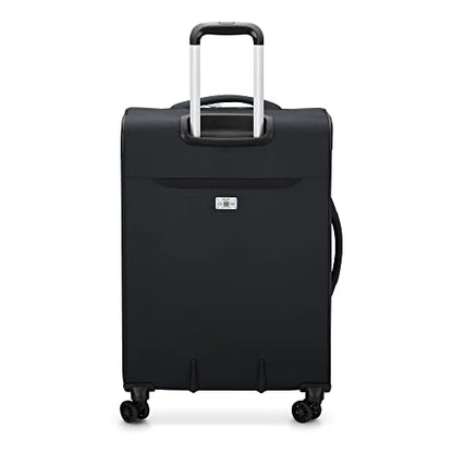 DELSEY PARIS Sky Max 2.0 Softside Expandable Luggage with Spinner Wheels, Black, Checked-Medium, 24 Inch - color: Black, size: Checked-Medium, 24 Inch