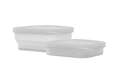 BYOB Collapsible Silicone Food Containers with Attached Lids – Reusable To-Go & Leftover Containers, Platinum Silicone, Leak-Resistant – 4 Pack (White) - color: White 4-Pack