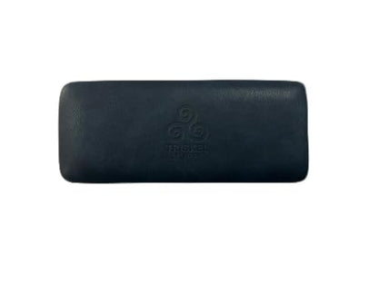 Premium Curved Rectangular Glasses Case, Hard Shell PU Leather Eyewear Holder. Magnetic Closure. - color: Dark Slate Blue-gray
