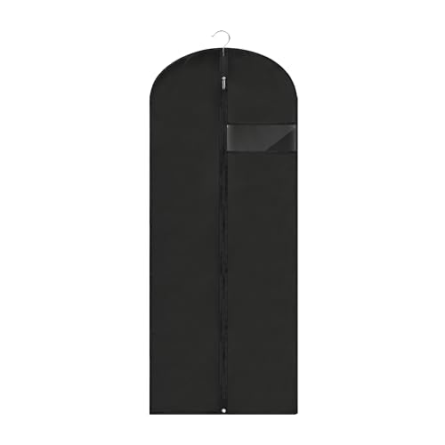 Dress Bags for Gowns Long, 60'' Garment Bags for Hanging Clothes, Suit Bag Cover for Storage and Travel (Black) - color: Black, size: 60''- 1 Pack