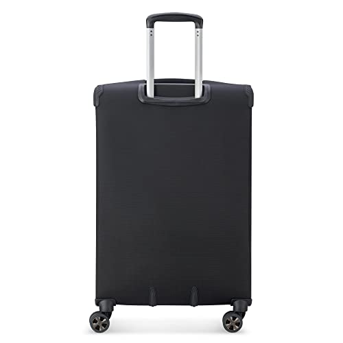 DELSEY PARIS Helium DLX Softside Expandable Luggage with Spinner Wheels, Black, Checked-Medium 25 Inch - color: Black, size: Checked-Medium 25 Inch
