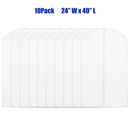 Simple Houseware 40-Inch Translucent Garment Bags with Zipper, 10 Pack - size: 10 Pack - 40"