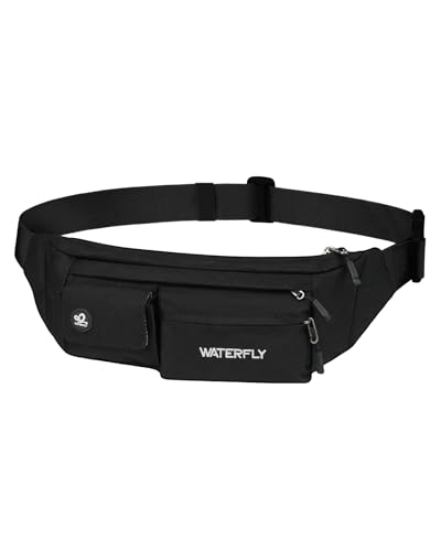 WATERFLY Small Crossbody Fanny Pack, Slim Waist Bag Chest Pouch Black - color: Black