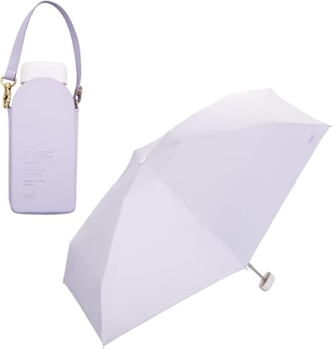 Wpc. Tiny Pochette Folding Umbrella – 100% UV Protection, Compact Sun & Rain Umbrella with Shoulder Case | Manual Open, Travel-Friendly Parasol, Black Lining
