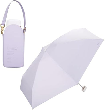Wpc. Tiny Pochette Folding Umbrella – 100% UV Protection, Compact Sun & Rain Umbrella with Shoulder Case | Manual Open, Travel-Friendly Parasol, Black Lining