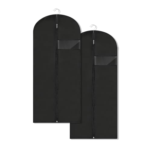 Garment Bags for Hanging Clothes, 45'' Suit Bag Cover for Storage and Travel, Dress Bags for Gowns Long, 2 Pack (Black) - color: Black, size: 45''- 2 Pack
