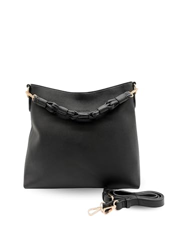 Modern+Chic Sawyer Convertible Slouchy Tote or Crossbody Shoulder Bag, Slouchy Purses for Women, Removeable Adjustable Strap - color: Black