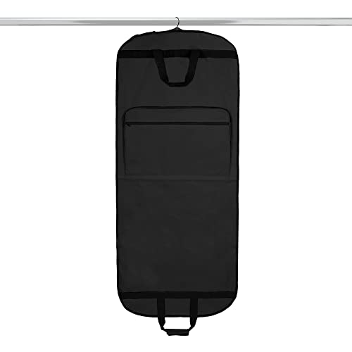 Dalix 60" Foldable Garment Bag Suits Cover Dresses w Front Pocket - color: Black