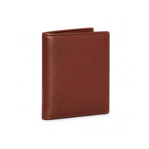 Leatherboss Slim Thin Leather Credit Card Id Mini Wallet Holder Bifold Driver's License Safe (Chocolate) - color: Chocolate