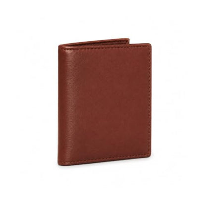 Leatherboss Slim Thin Leather Credit Card Id Mini Wallet Holder Bifold Driver's License Safe (Chocolate) - color: Chocolate