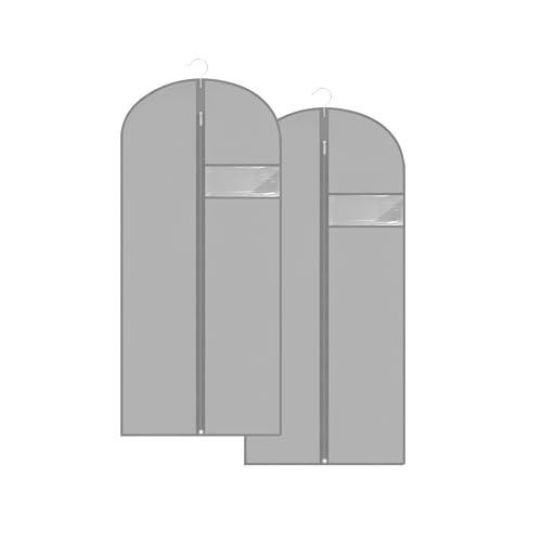 Garment Bags for Hanging Clothes, 45'' Suit Bag Cover for Storage and Travel, Dress Bags for Gowns Long, 2 Pack (Grey) - color: Grey, size: 45''- 2 Pack