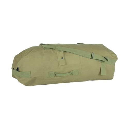 FOX OUTDOOR PRODUCTS GI STYLE Two Strap Heavyweight Cotton Canvas Dual Padded Duffel Bag | Fully Adjustable Shoulder Straps, Side Web Grip Handle, 22" X 38", 3.0 lbs - color: Olive Drab