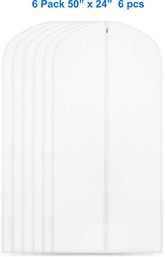 Simple Houseware 50-Inch Translucent Garment Bags with Zipper, 6 Pack - size: 6 Pack - 50"