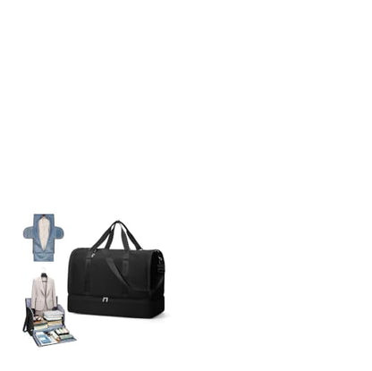Garment Duffle Bag for Travel, Convertible Duffel Bag with Shoe Compartment - color: Black