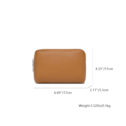Makeup Bag for Purse Travel Cosmetic Bag (PU Ochre) - color: Ochre