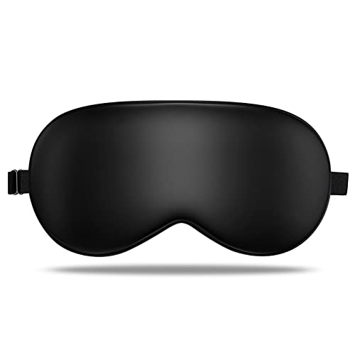 LULUSILK Mulberry Silk Sleep Eye Mask, Blindfold for Women and Men, Black - color: Black