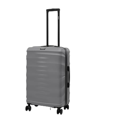 DUKAP RAV 24-Inch Medium Checked Hardside Spinner Luggage Durable Zippered Silver - size: 24 Inch