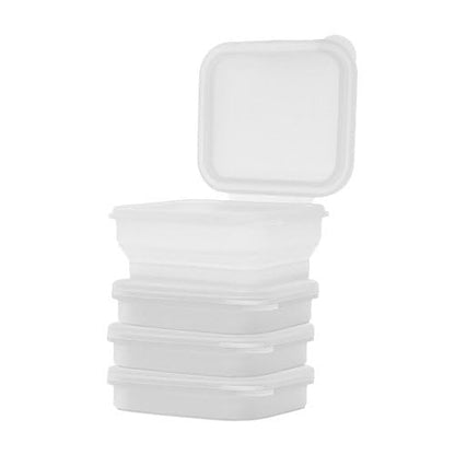 BYOB Collapsible Silicone Food Containers with Attached Lids – Reusable To-Go & Leftover Containers, Platinum Silicone, Leak-Resistant – 4 Pack (White) - color: White 4-Pack